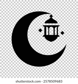 Islamic iconic factor design. black with a transparent background
