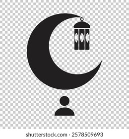 Islamic iconic factor design. black with a transparent background