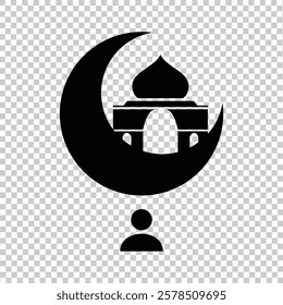 Islamic iconic factor design. black with a transparent background