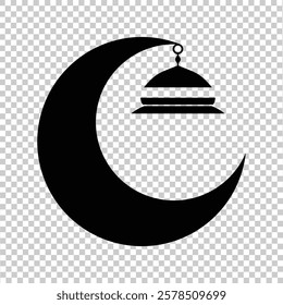Islamic iconic factor design. black with a transparent background