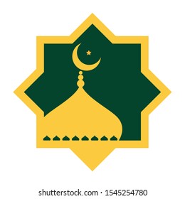 islamic icon-moon and star in round shape.