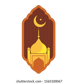 Islamic icon-mosque with moon and star.