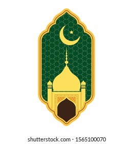 Islamic icon-mosque with moon and star.