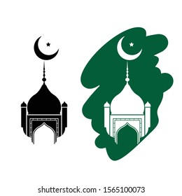Islamic icon-mosque with moon and star.