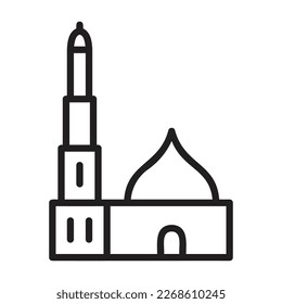 Islamic Icons Line Art Vector, Ramadan Kareem Elements, Eid Mubarak Design Elements, Muslim Prayer, Mosque
