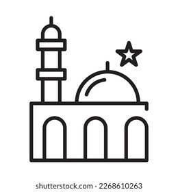 Islamic Icons Line Art Vector, Ramadan Kareem Elements, Eid Mubarak Design Elements, Muslim Prayer, Mosque
