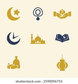 Islamic Icons for Ramadan or Eid icons set. Editable vector icon. Perfect for web and app interfaces, presentations, info graphics, etc. 
