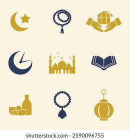 Islamic Icons for Ramadan or Eid icons set. Editable vector icon. Perfect for web and app interfaces, presentations, info graphics, etc. 
