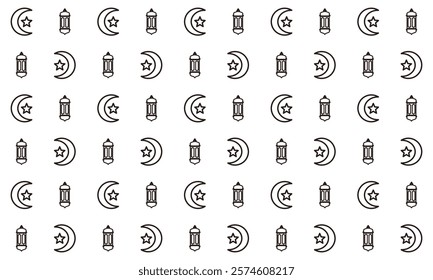 Islamic icons seamless pattern black and white