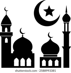 Islamic icons silhouette vector illustration