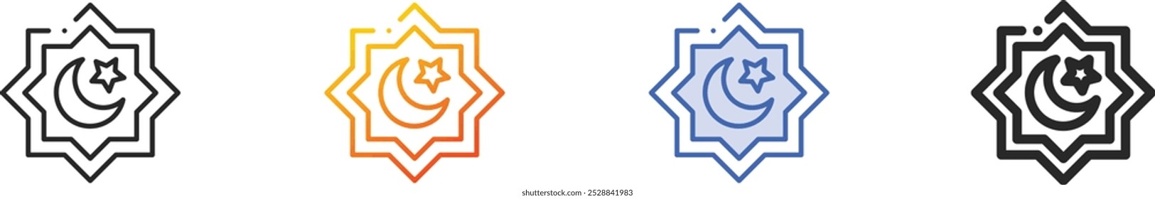 islamic icon.Thin Linear, Gradient, Blue Stroke and bold Style Design Isolated On White Background