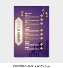 Islamic Iftar food menu design template