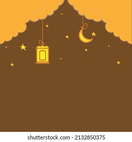 Islamic illustration celebration for Ramadan Kareem, Isra Mi'raj, and Eid al-Fitr with Colorful Hanging Lamps and Bunting. Vector art illustration