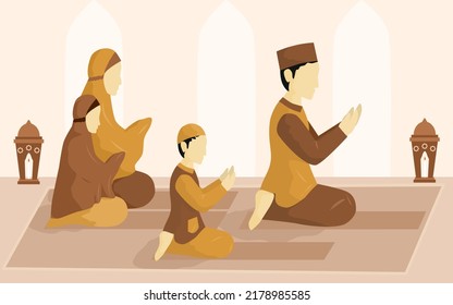 Islamische Illustration des gemeinsamen Familienbetens