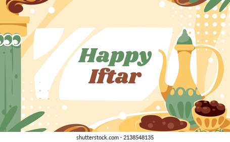 Islamic Illustration Vector Design Template Free EPS File Free , iftar mean break fasting in ramadan month