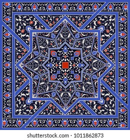 Islamic or indian floral pattern in Victorian style. Ornamental for Card for cafe, shop, print, banner, wedding invitation, book cover, certificate. Save the date. Arabic Dubai turkish Islam