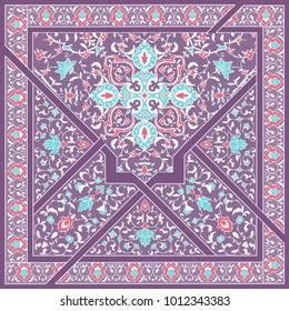 Islamic or indian floral pattern in Victorian style. Ornamental for Card for cafe, shop, print, banner, wedding invitation, book cover, certificate. Save the date. Arabic Dubai turkish Islam