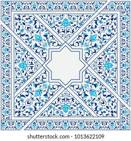 Islamic or indian floral pattern in Victorian style. Ornamental for Card for cafe, shop, print, banner, wedding invitation, book cover, certificate. Save the date. Arabic Dubai turkish Islam
