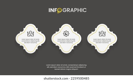 Islamische Infografik mit 3 Optionen oder Schritten
