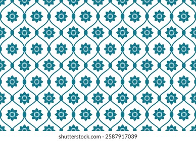 Islamic Inspired Geometric Tile Pattern Background with Repeating Floral Elements on Vector file