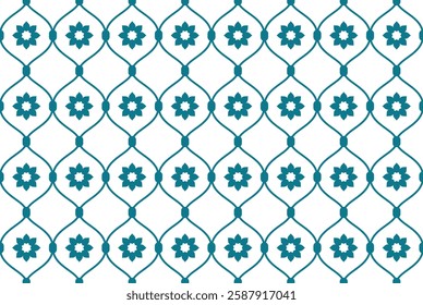 Islamic Inspired Geometric Tile Pattern Background with Repeating Floral Elements on Vector file