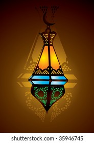 islamic intricate lamp in brown background