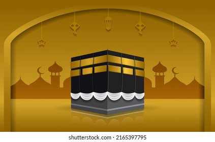 Islamic Kaaba Frame Golden Mosque Background Stock Vector (Royalty Free ...