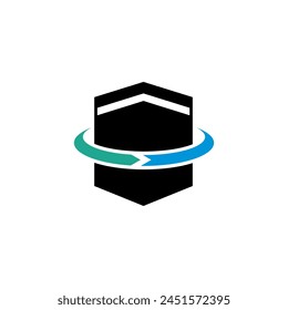 Islamic ka'bah makkah building vector logo design