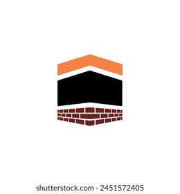 Islamic ka'bah makkah building vector logo design