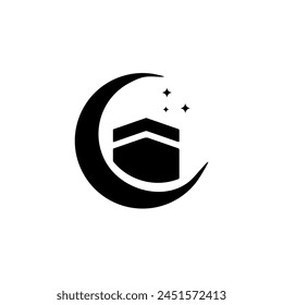 Islamic ka'bah makkah building vector logo design