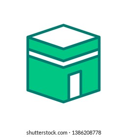 Islamic kabah mecca icon logo. Muslim mosque. Prayer umrah and pilgrimage.