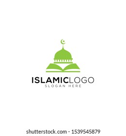 Islamic Knowledge Book With Mosque Logo Template, Design Vector, Emblem, Concept Design, Creative Symbol, Icon