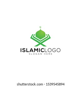 Islamic Knowledge Book With Mosque Logo Template, Design Vector, Emblem, Concept Design, Creative Symbol, Icon