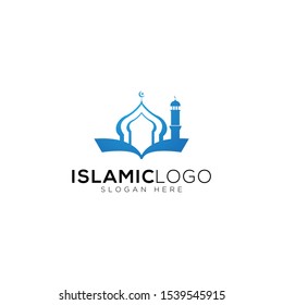 Islamic Knowledge Book With Mosque Logo Template, Design Vector, Emblem, Concept Design, Creative Symbol, Icon