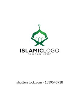 Islamic Knowledge Book With Mosque Logo Template, Design Vector, Emblem, Concept Design, Creative Symbol, Icon