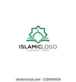 Islamic Knowledge Book With Mosque Logo Template, Design Vector, Emblem, Concept Design, Creative Symbol, Icon