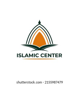 Islamic Knowledge Book With Mosque Logo Template, Design Vector, Concept Design, Creative Symbol, Icon