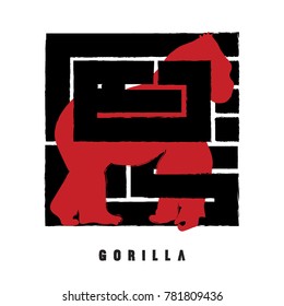 Islamic Kufic Calligraphy of Gorilla