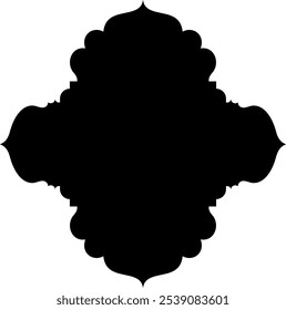 Ilustración visual del símbolo del pictograma del glifo de la forma del emblema de la etiqueta islámica que muestra diseños geométricos intrincados y motivos culturales. Arte islámico Explore a través de Formas estilizadas y símbolos tradicionales