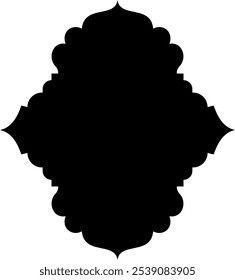 Islamisches Label Emblem Form Glyphe Piktogramm Symbol visuelle Illustration zeigt komplizierte geometrische Designs und kulturelle Motive. Erkunden Sie islamische Kunst durch stilisierte Formen und traditionelle Symbole