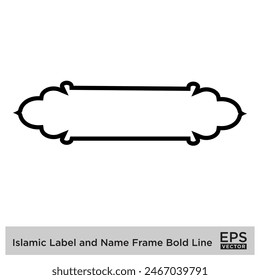 Etiqueta islámica y marco de nombre Bold Line Outline Linear Black Stroke siluetas Diseño pictograma símbolo ilustración visual