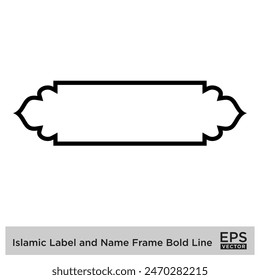 Islamisches Etikett und Name Rahmen Fett Linie Umriss Linear Schwarz Strich Silhouetten Design Piktogramm Symbol visuelle Illustration