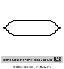 Islamisches Etikett und Name Rahmen Fett Linie Umriss Linear Schwarz Strich Silhouetten Design Piktogramm Symbol visuelle Illustration