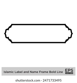 Etiqueta islámica y marco de nombre Bold Line Outline Linear Black Stroke siluetas Diseño pictograma símbolo ilustración visual