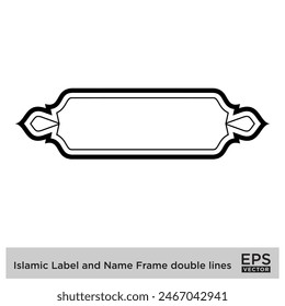 Islamisches Etikett und Name Rahmen doppelte Linien Umriss Lineare Schwarze Strich Silhouetten Design Piktogramm Symbol visuelle Illustration