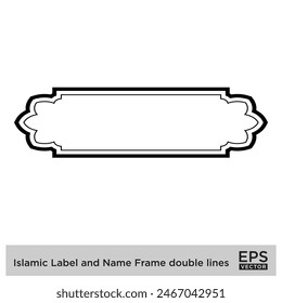 Islamisches Etikett und Name Rahmen doppelte Linien Umriss Lineare Schwarze Strich Silhouetten Design Piktogramm Symbol visuelle Illustration
