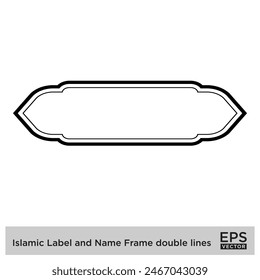 Islamisches Etikett und Name Rahmen doppelte Linien Umriss Lineare Schwarze Strich Silhouetten Design Piktogramm Symbol visuelle Illustration