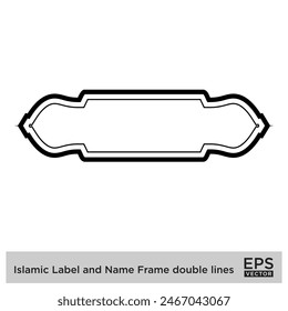 Islamisches Etikett und Name Rahmen doppelte Linien Umriss Lineare Schwarze Strich Silhouetten Design Piktogramm Symbol visuelle Illustration