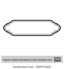 Islamisches Etikett und Name Rahmen doppelte Linien Umriss Lineare Schwarze Strich Silhouetten Design Piktogramm Symbol visuelle Illustration