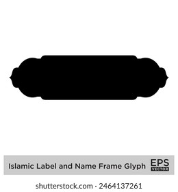 Islamic Label and Name Frame Glyph Black Filled silhouettes Design pictogram symbol visual illustration